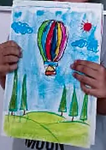 Student drawing — Sky & balloon