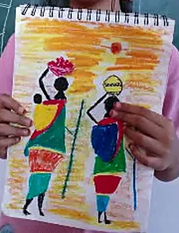 Student drawing — Folk life
